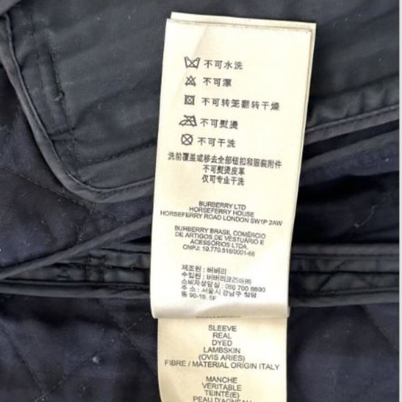 Authentic BURBERRY BRIT Quilted Lamb Leather Sleeve Jacket Quilted Fits a Large - Picture 14 of 16